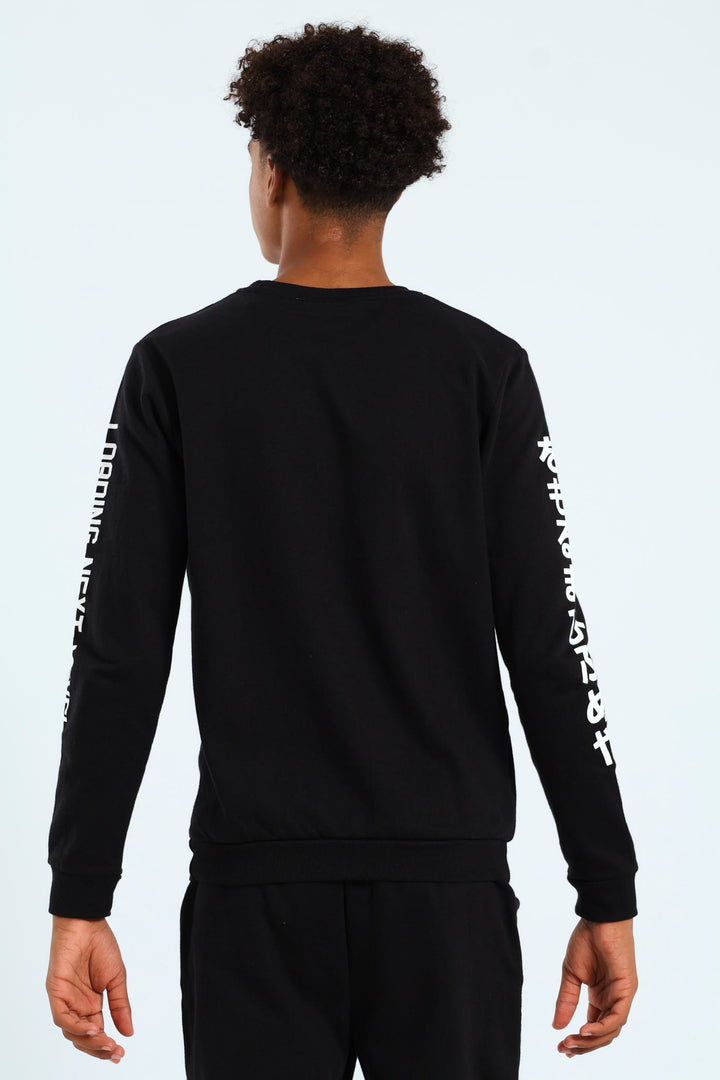 Boys Gamer Crew Top - Black