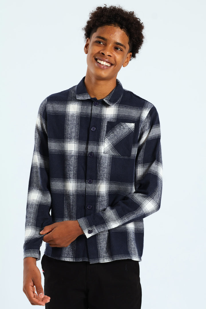 Boys Flannel Shirt - Navy