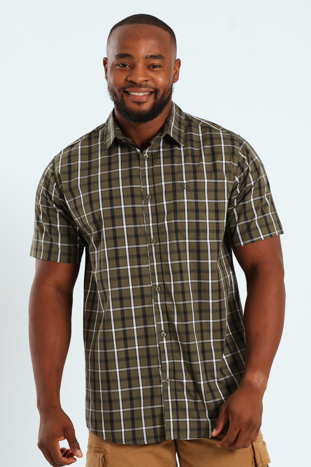 Short Sleeve Check Shirt - Fatigue/Navy