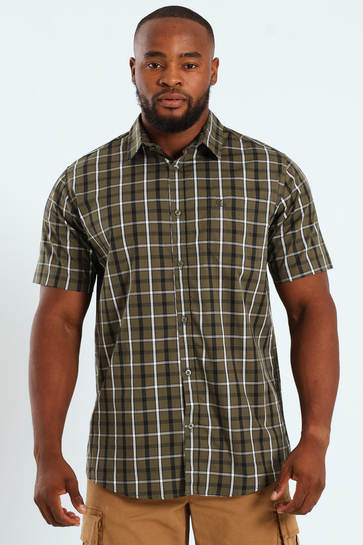 Short Sleeve Check Shirt - Fatigue/Navy