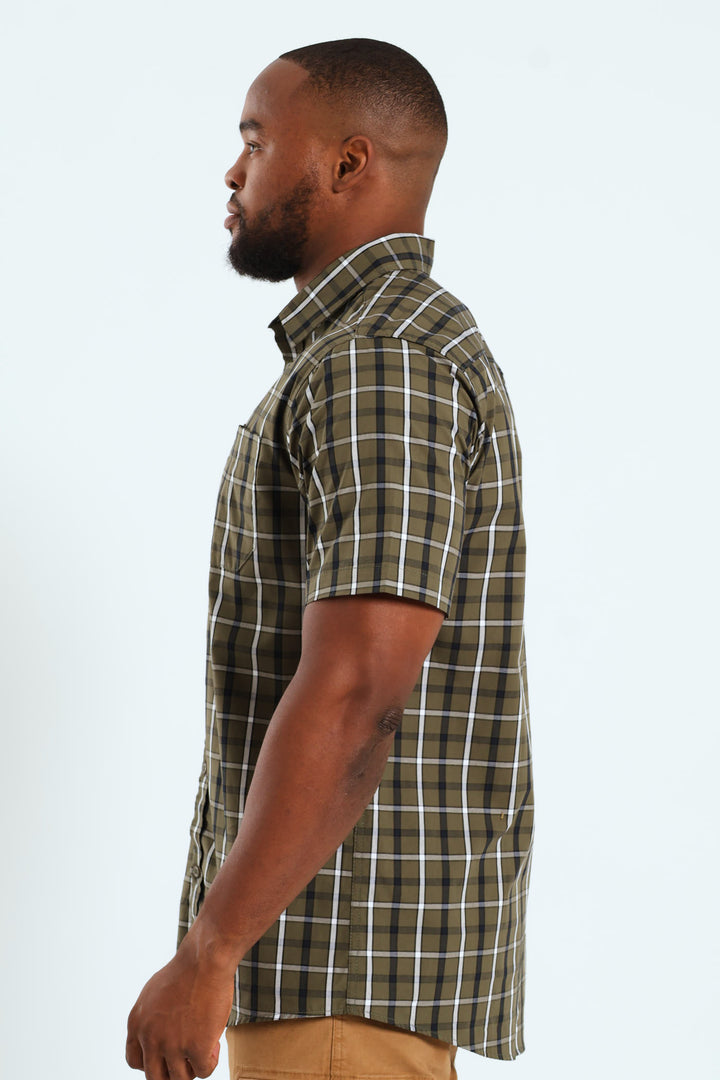 Short Sleeve Check Shirt - Fatigue/Navy