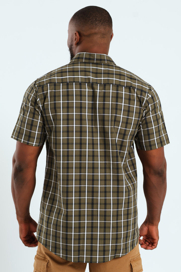 Short Sleeve Check Shirt - Fatigue/Navy