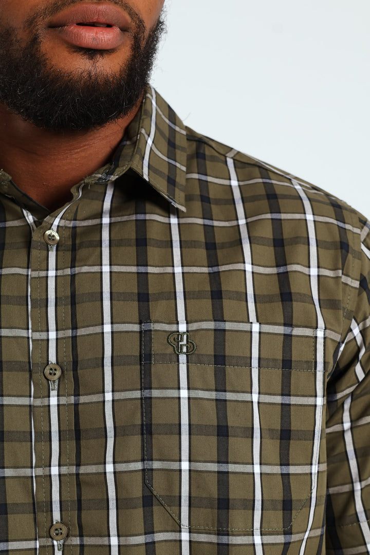 Short Sleeve Check Shirt - Fatigue/Navy