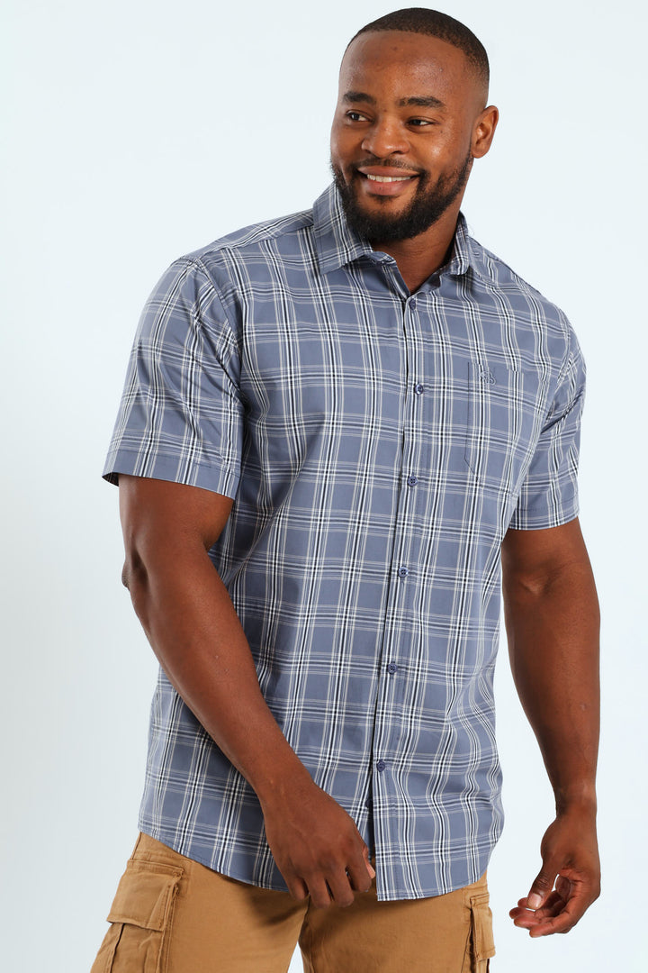 Short Sleeve Check Shirt - Grey/Navy