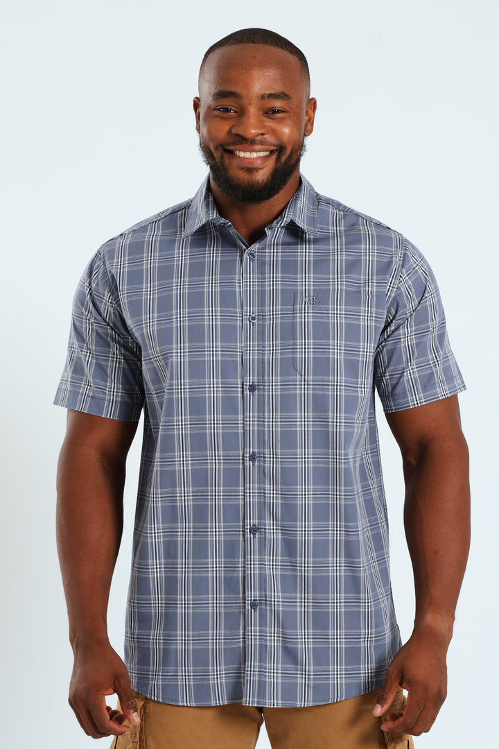 Short Sleeve Check Shirt - Grey/Navy