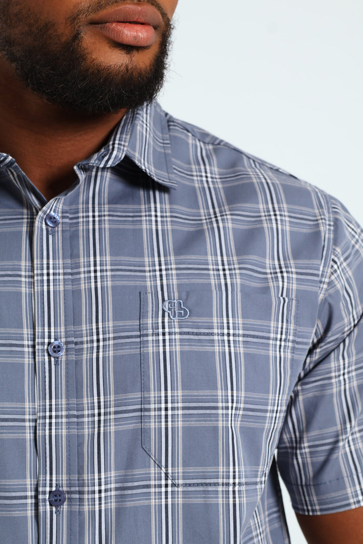 Short Sleeve Check Shirt - Grey/Navy