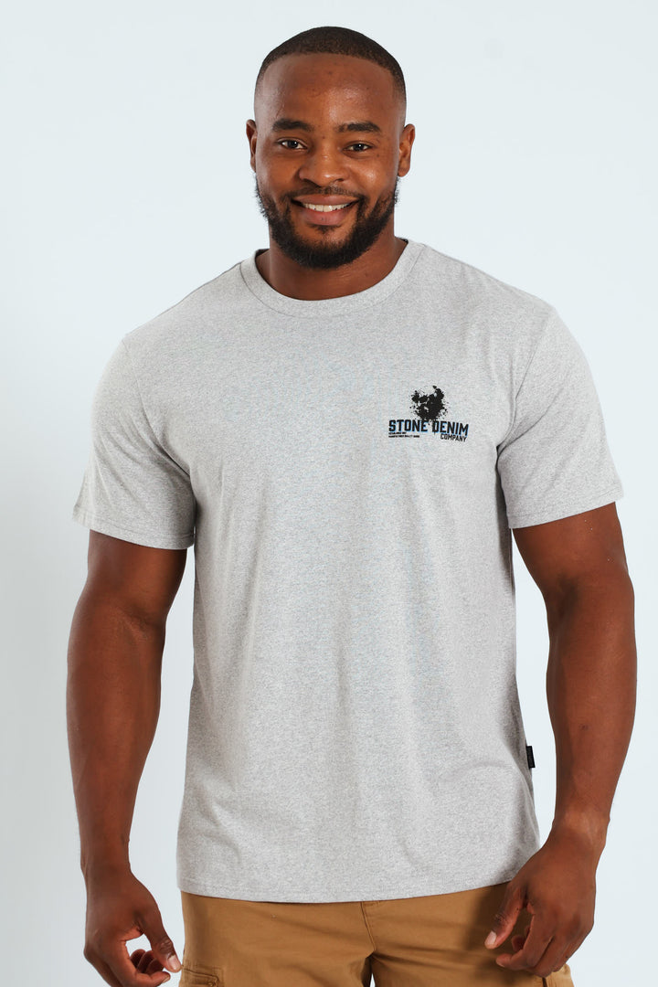 Icon Skull Front & Back Tee - Grey Melange