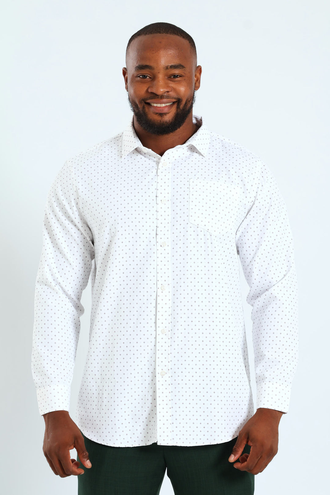 Cluster Spot Textured Shirt - White/Red