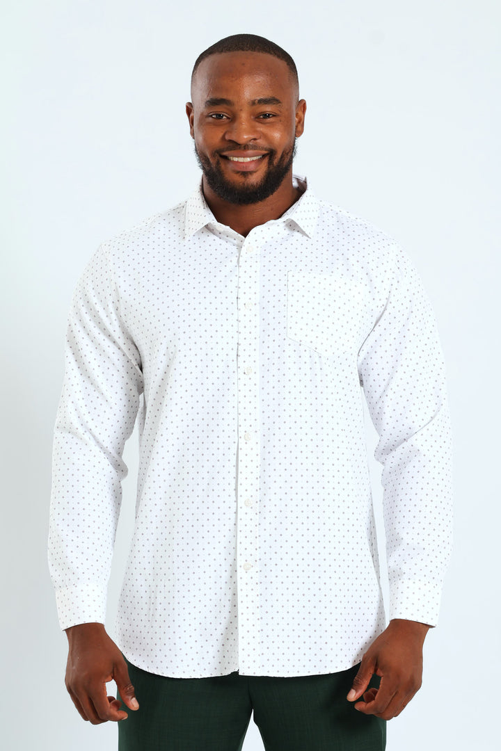 Cluster Spot Textured Shirt - White/Red