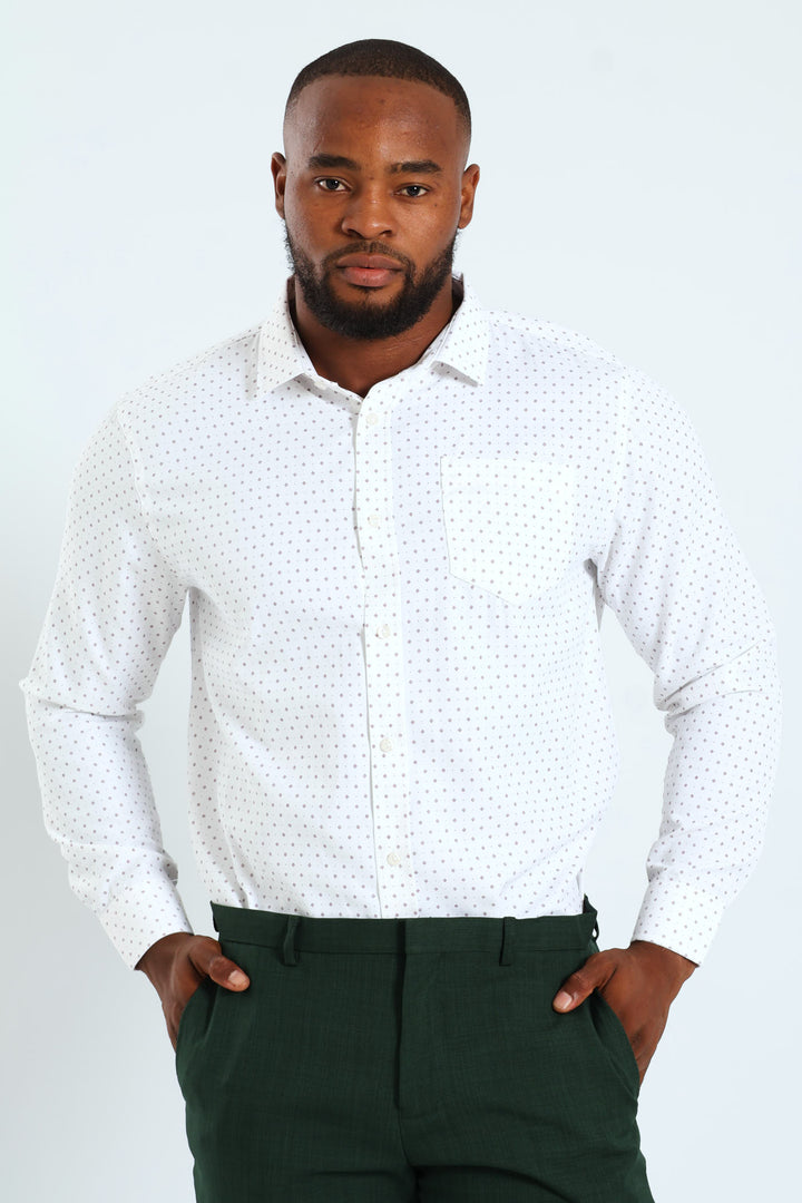 Cluster Spot Textured Shirt - White/Red