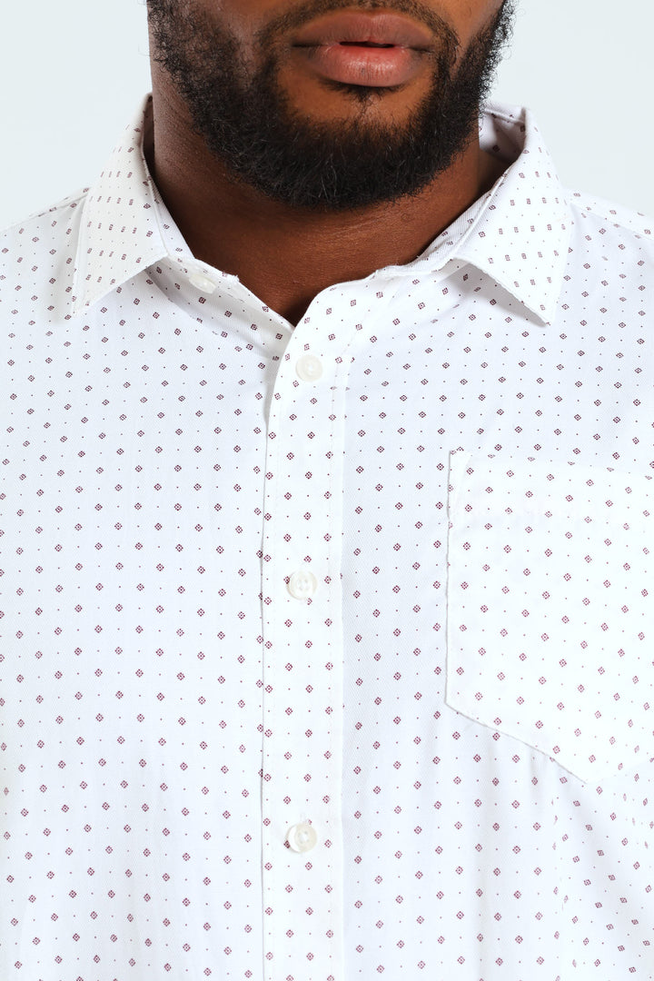 Cluster Spot Textured Shirt - White/Red