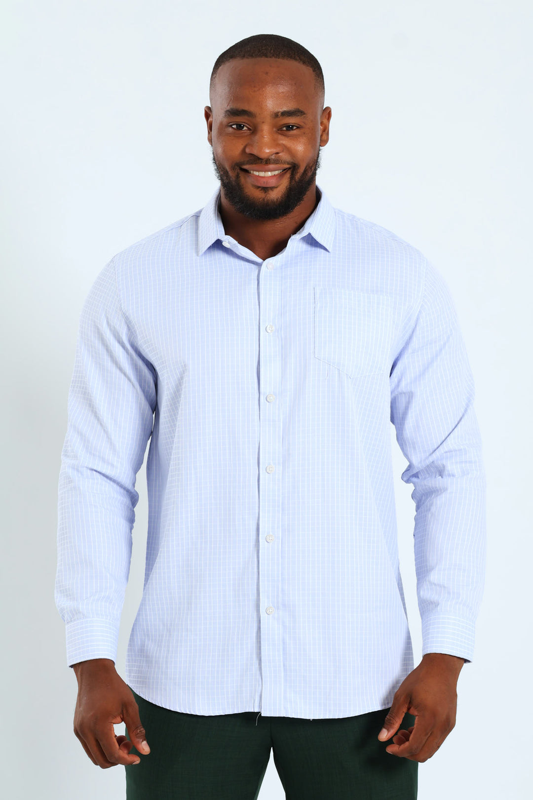 Window Pane Check Shirt - Light Blue