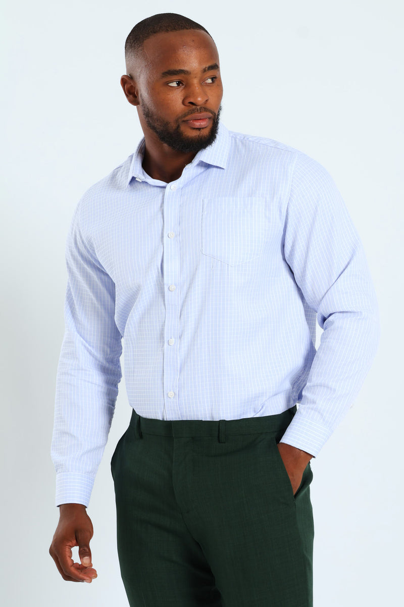 Window Pane Check Shirt - Light Blue