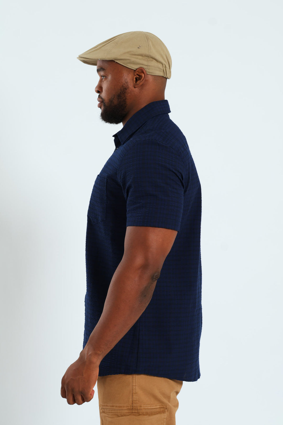 Seersucker Check Shirt - Navy