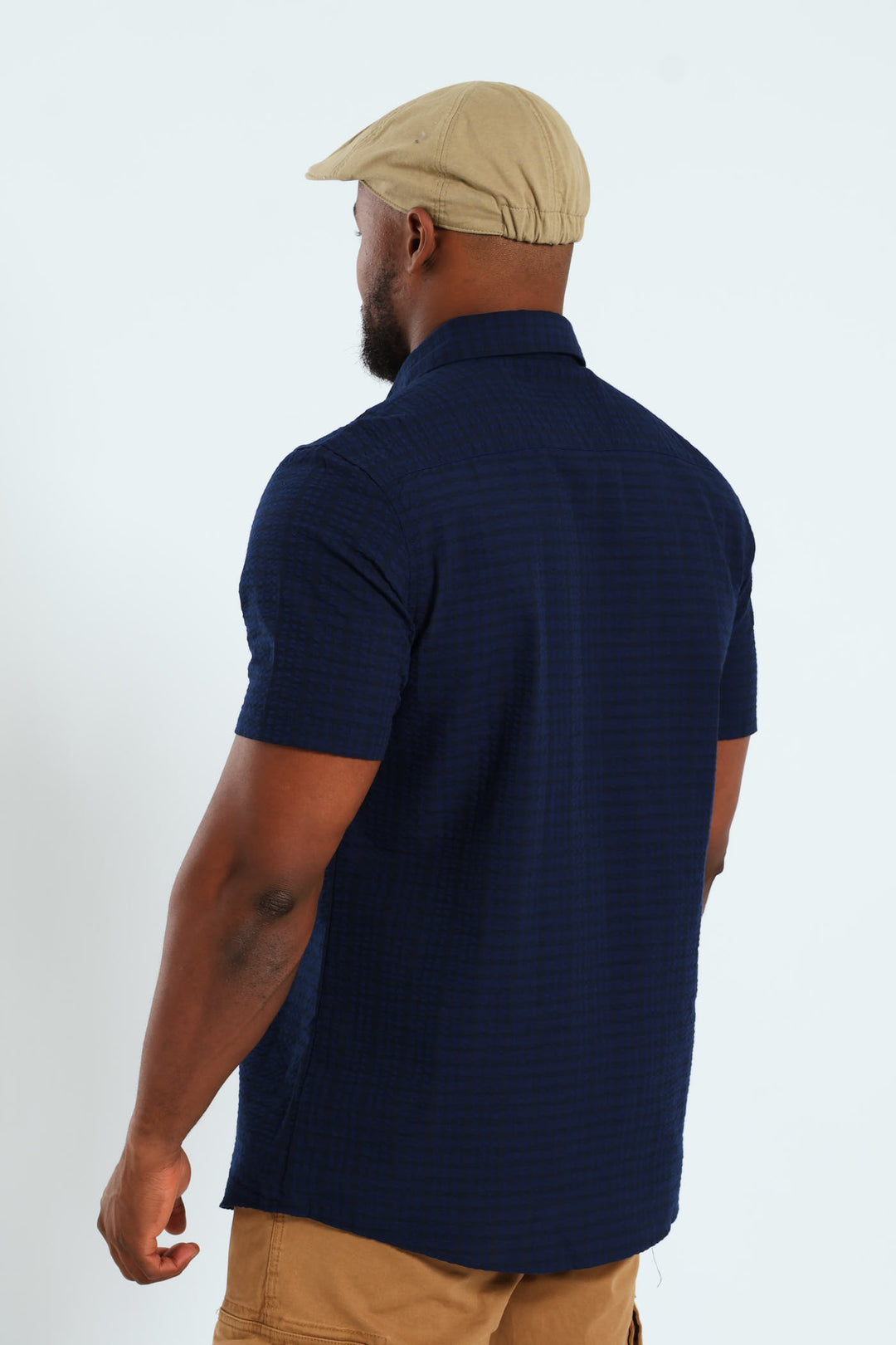 Seersucker Check Shirt - Navy