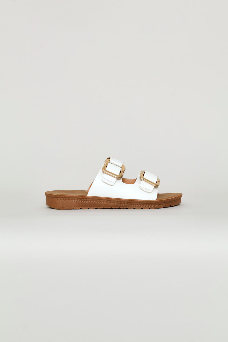Double Buckle Sandal - White