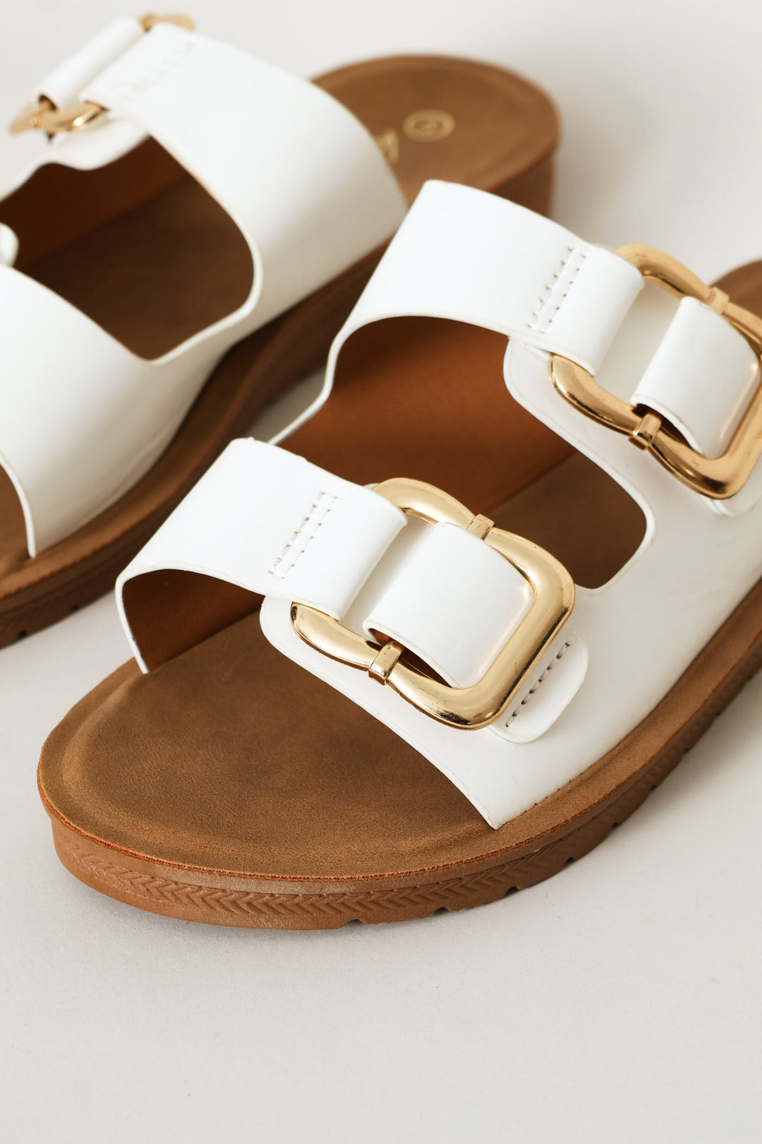 Double Buckle Sandal - White