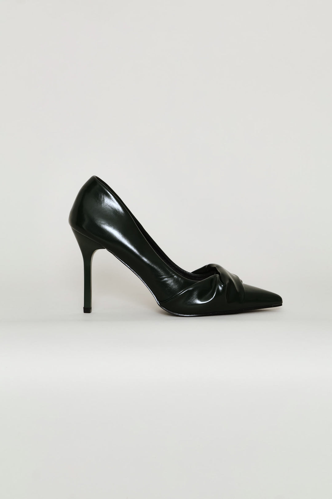 Folded Material Trim Court Heel - Dark Green