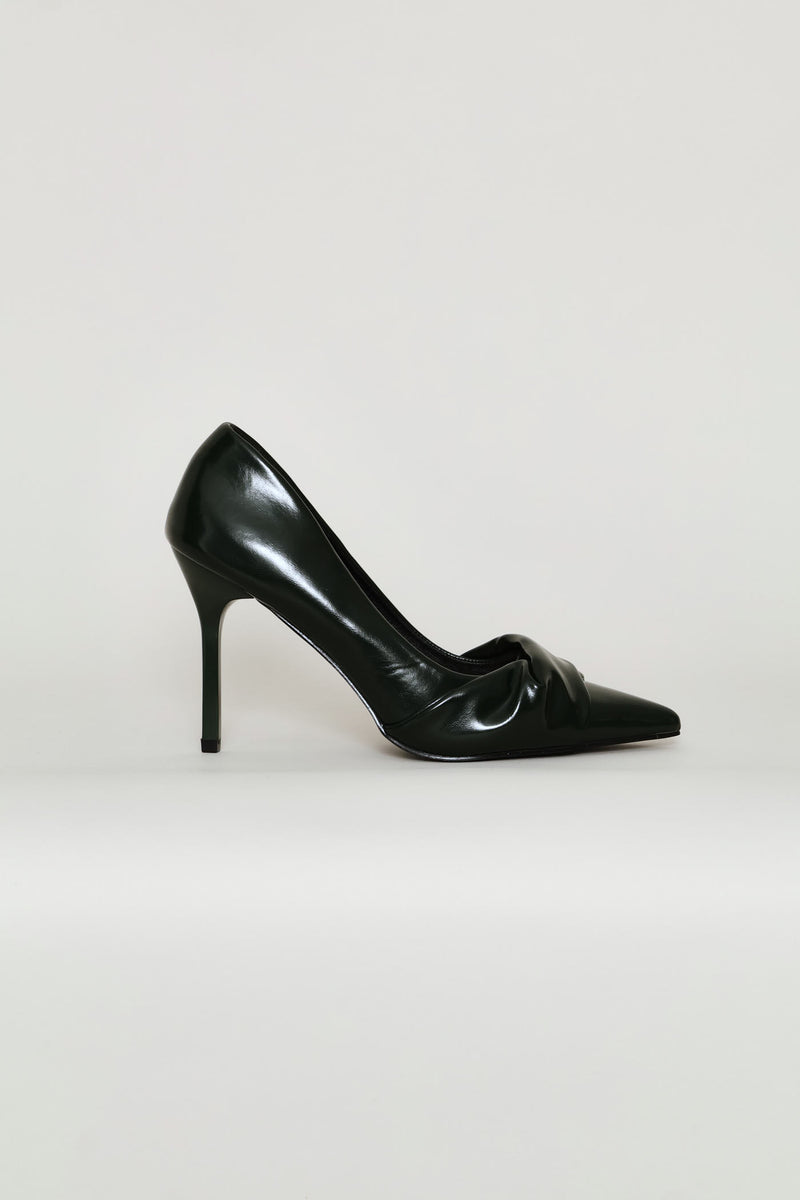 Folded Material Trim Court Heel - Dark Green