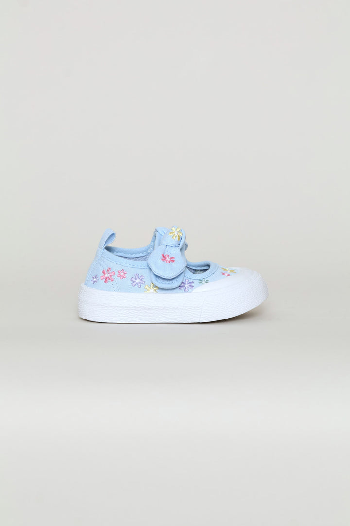 Baby Girls Daisy Embroidered Chambray Sneaker - Blue