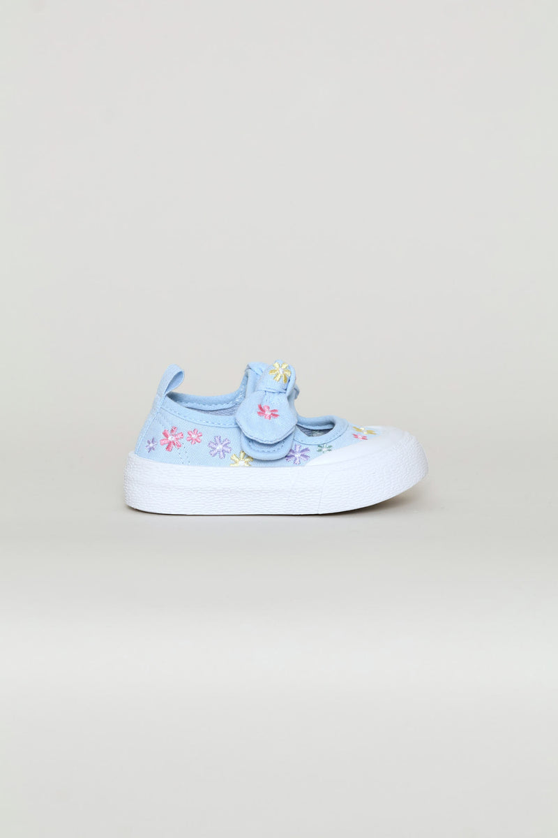 Baby Girls Daisy Embroidered Chambray Sneaker - Blue