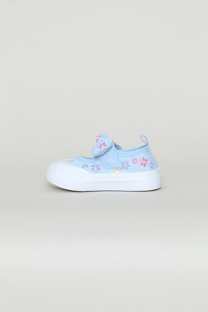 Baby Girls Daisy Embroidered Chambray Sneaker - Blue