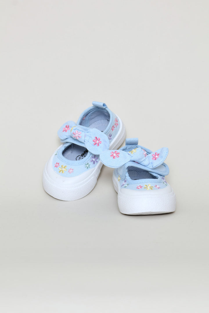 Baby Girls Daisy Embroidered Chambray Sneaker - Blue