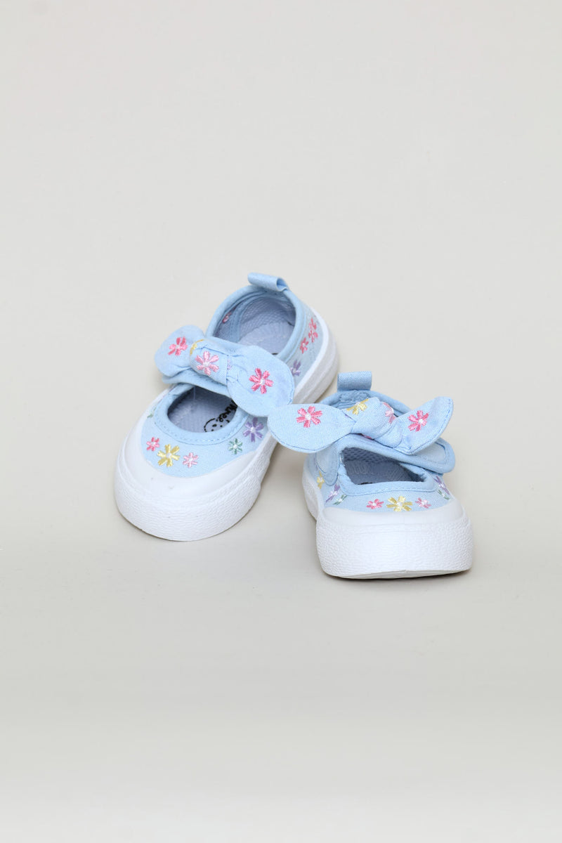 Baby Girls Daisy Embroidered Chambray Sneaker - Blue