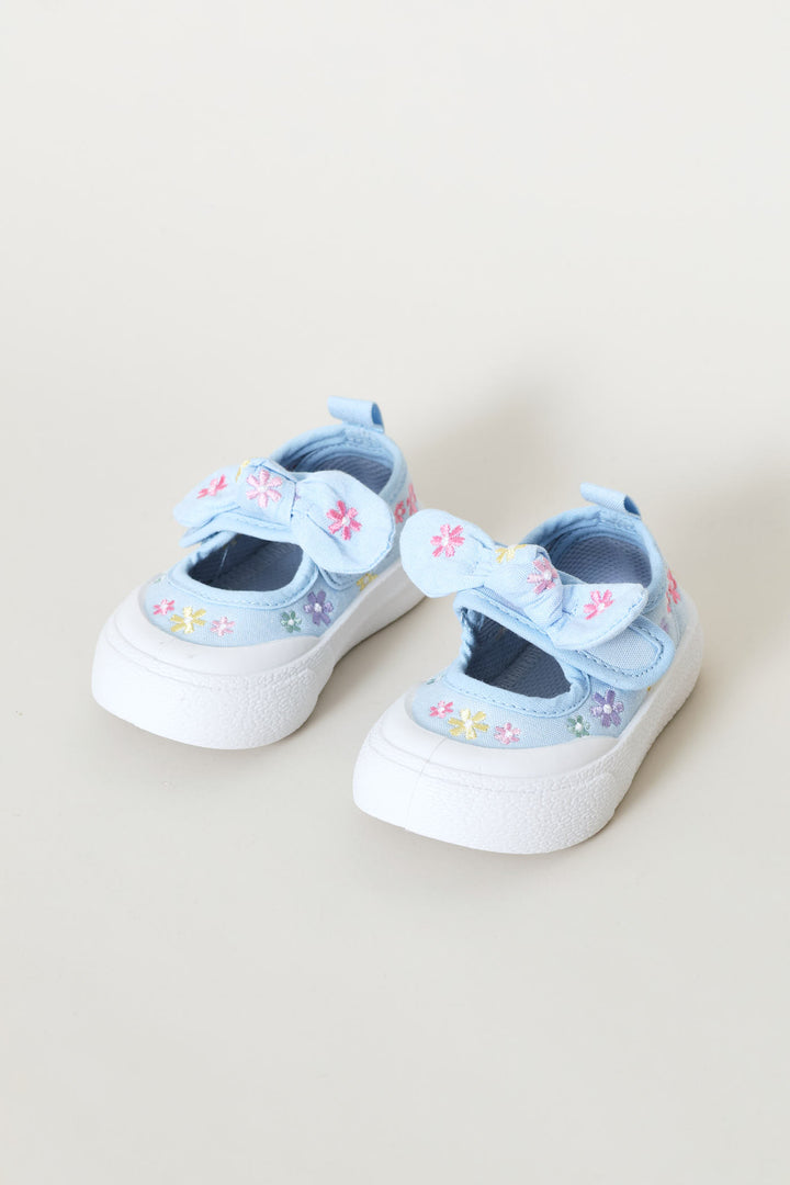 Baby Girls Daisy Embroidered Chambray Sneaker - Blue