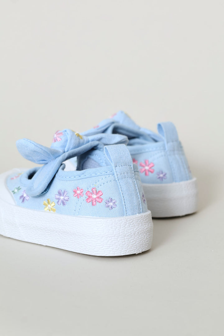 Baby Girls Daisy Embroidered Chambray Sneaker - Blue