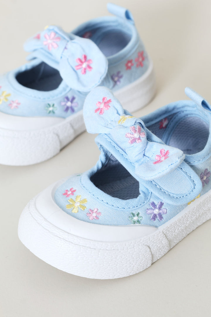 Baby Girls Daisy Embroidered Chambray Sneaker - Blue