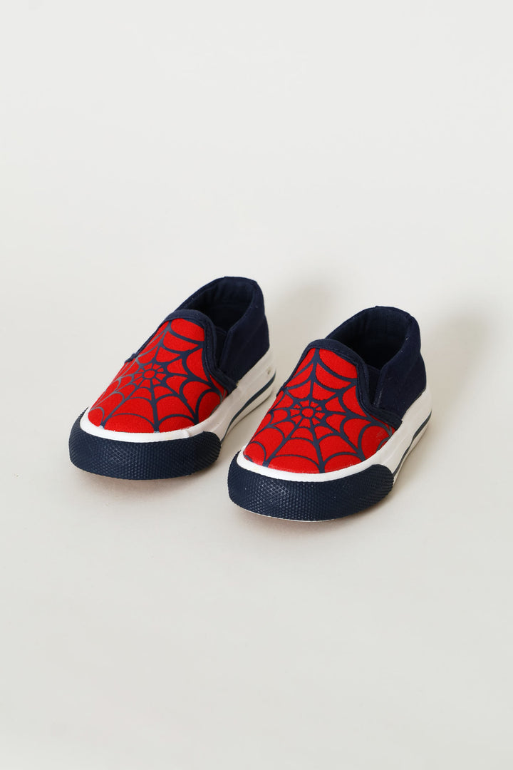 Pre-Boys Web Slip On Sneaker - Navy/Red