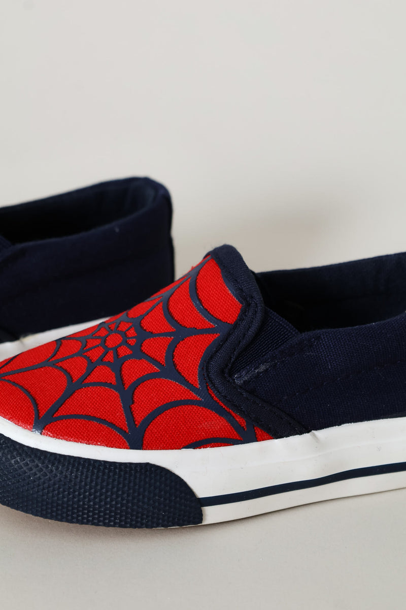 Pre-Boys Web Slip On Sneaker - Navy/Red