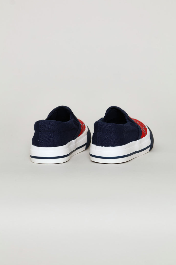 Pre-Boys Web Slip On Sneaker - Navy/Red