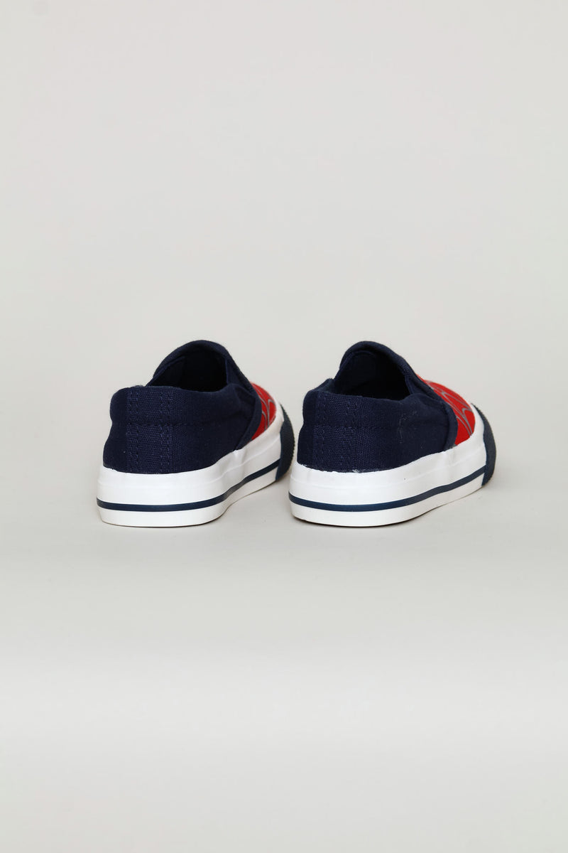 Pre-Boys Web Slip On Sneaker - Navy/Red