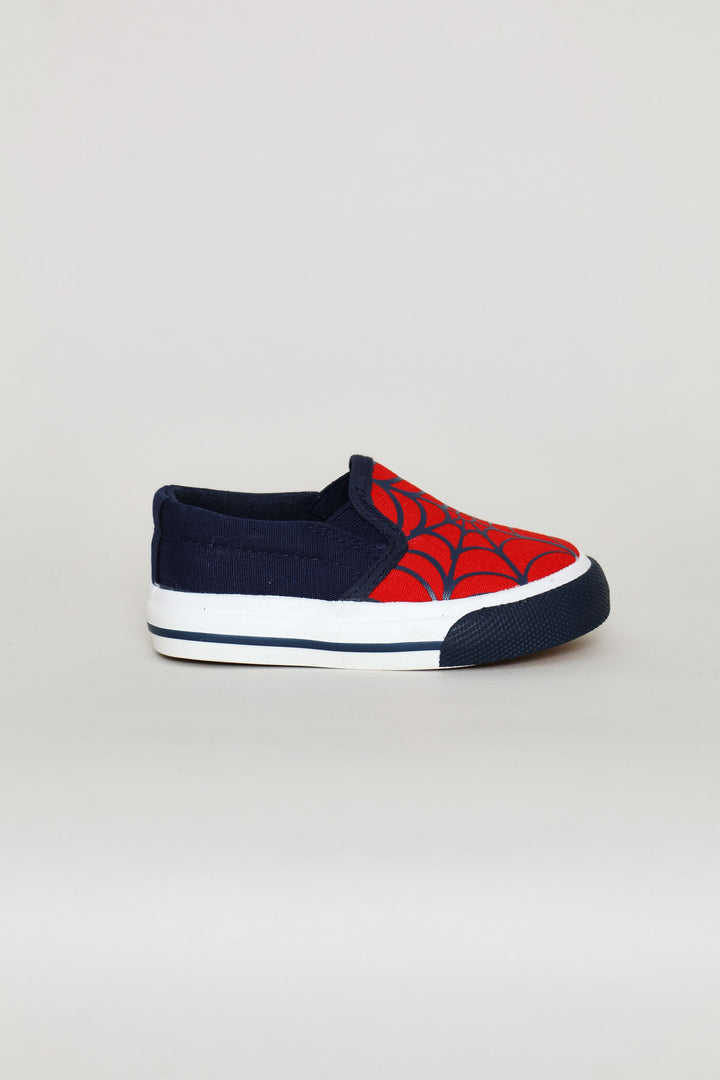 Pre-Boys Web Slip On Sneaker - Navy/Red