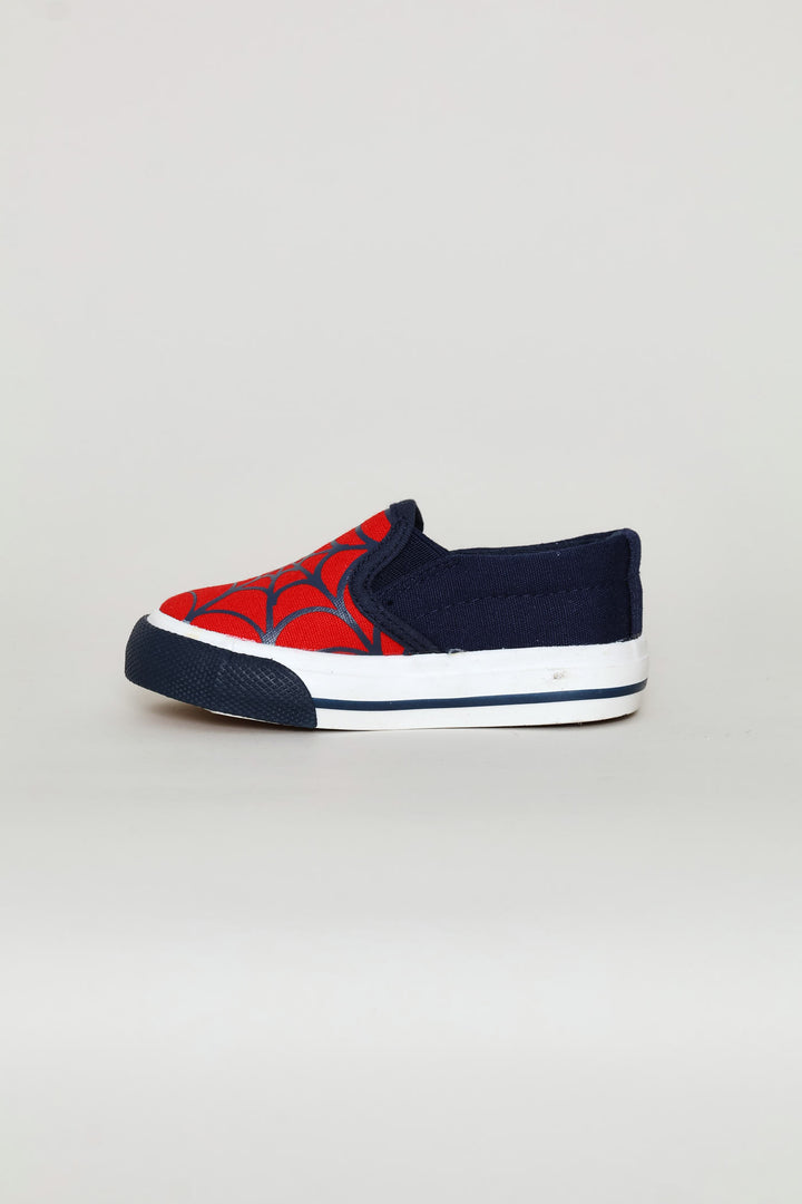 Pre-Boys Web Slip On Sneaker - Navy/Red