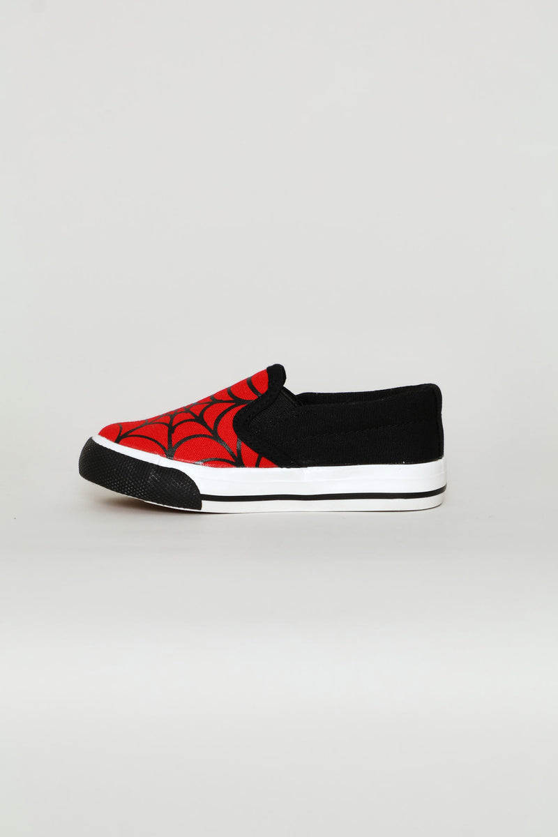 Pre-Boys Web Slip On Sneaker - Black/Red