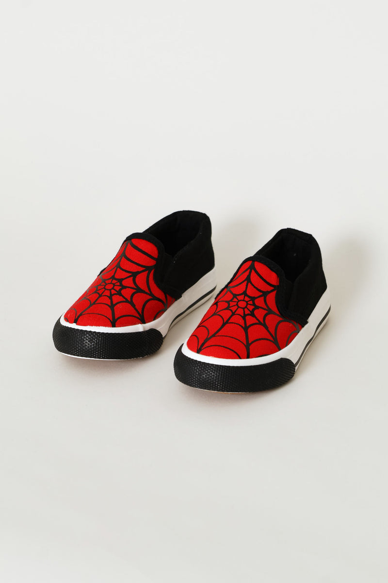 Pre-Boys Web Slip On Sneaker - Black/Red
