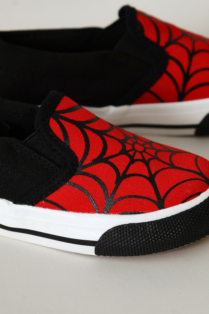 Pre-Boys Web Slip On Sneaker - Black/Red