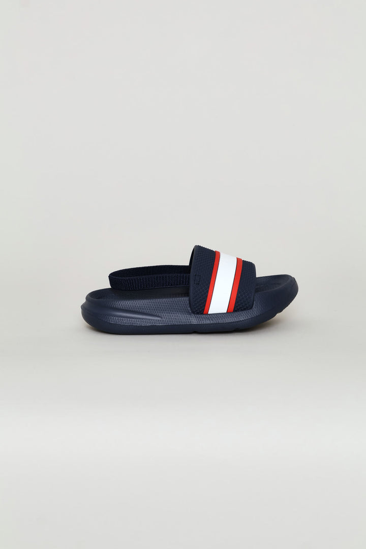 Pre-Boys Rubber Vamp Slide - Navy/Red