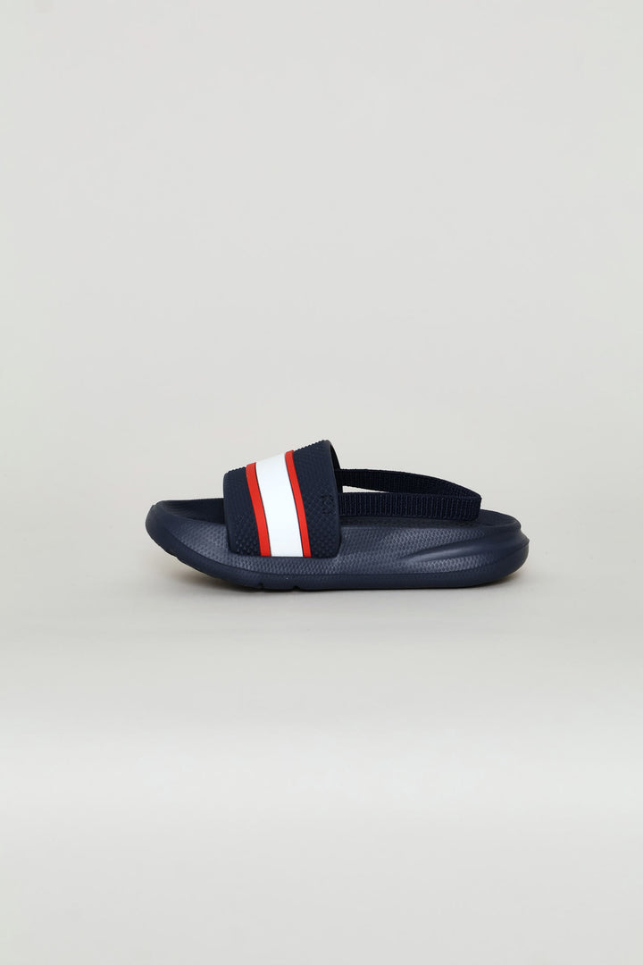 Pre-Boys Rubber Vamp Slide - Navy/Red