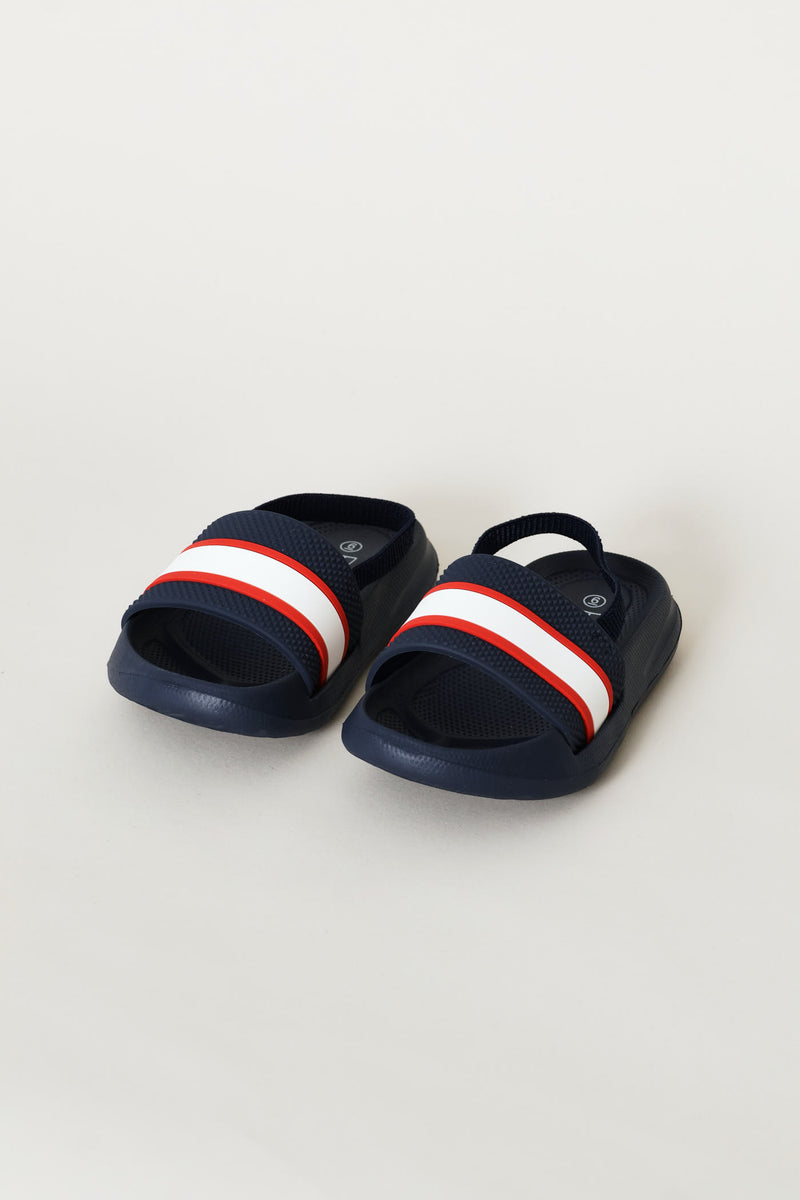 Pre-Boys Rubber Vamp Slide - Navy/Red
