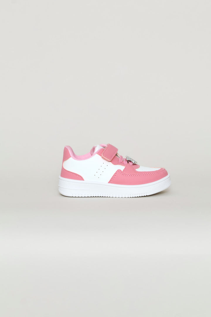 Pre-Girls Butterfly Trim Court Sneaker - Pink
