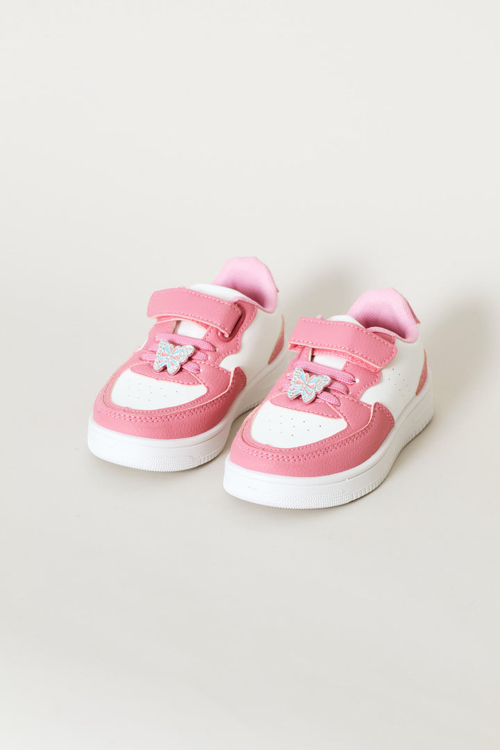 Pre-Girls Butterfly Trim Court Sneaker - Pink