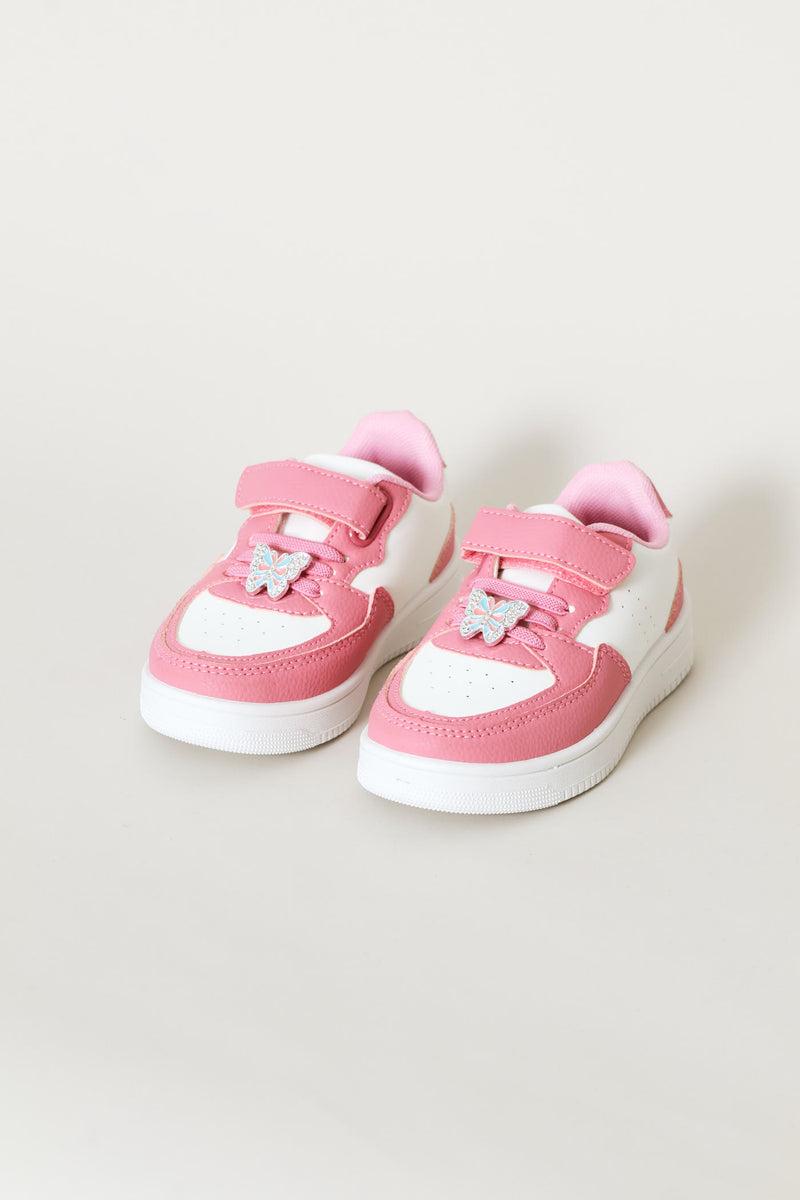 Pre-Girls Butterfly Trim Court Sneaker - Pink