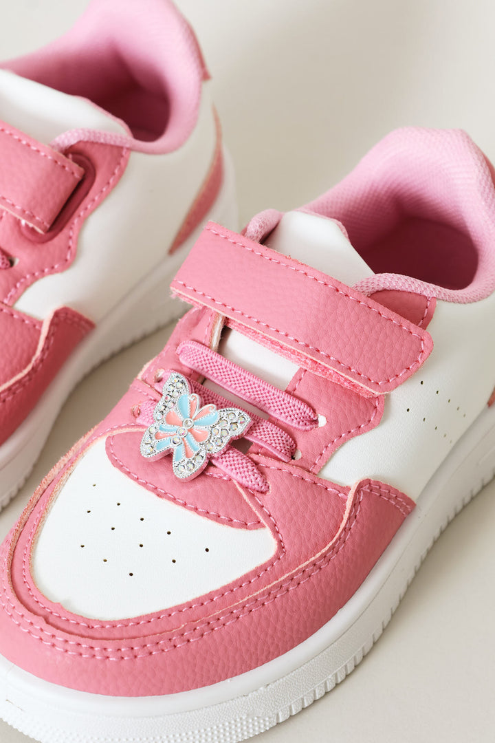 Pre-Girls Butterfly Trim Court Sneaker - Pink