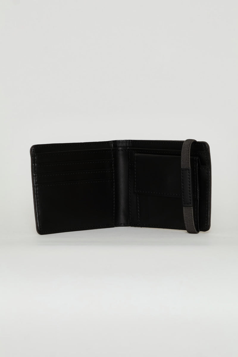 Elasticated Billfold Wallet - Black/Grey