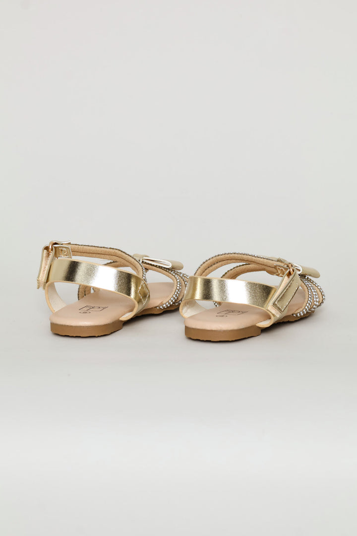 Pre-Girls Occasion Flat Sandal - Gold