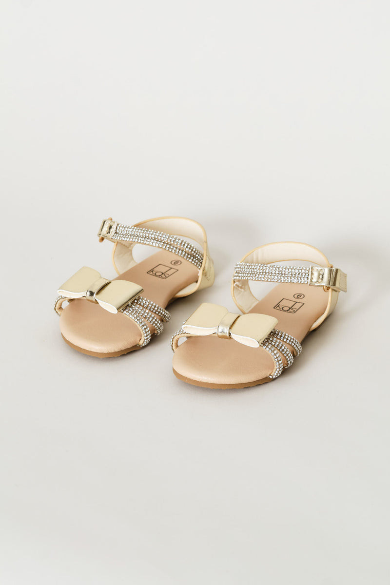 Pre-Girls Occasion Flat Sandal - Gold